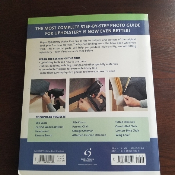 Singer Upholstery Basics Plus DIY Book Manual Recover Chairs Stools Ottomans - Picture 8 of 11